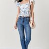 Francesca's Jessi Deep Wash Kick Crop Jeans Medium Jeans