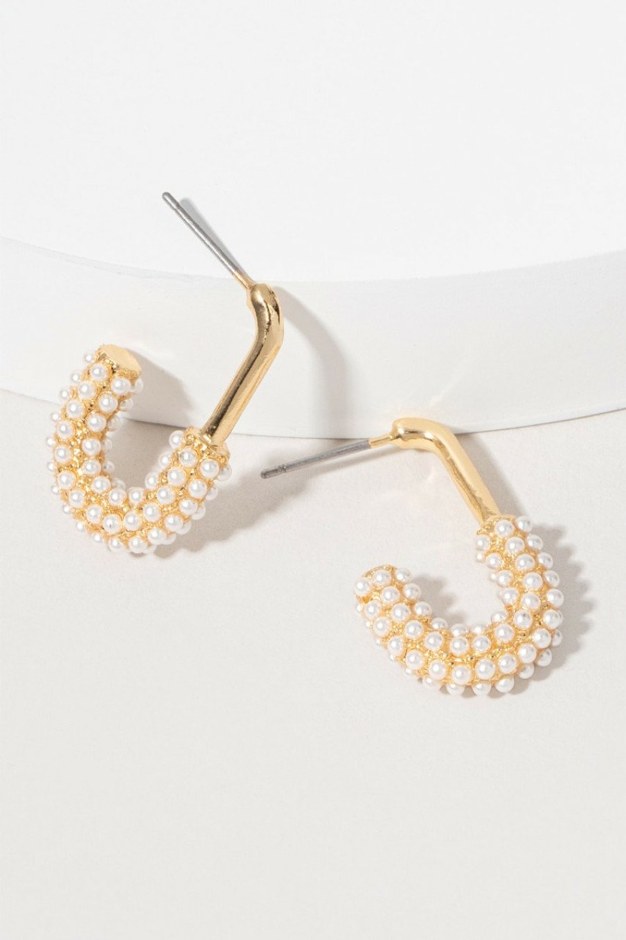 Francesca's Cassie Faux Safety Pin Earrings Pearl Earrings