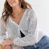 Francesca's Patsy Front Button Down Pointelle Cardigan Ivory Tops