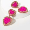 Francesca's Lizzie Seedbead And Cupchain Hearts Earrings Pink Earrings