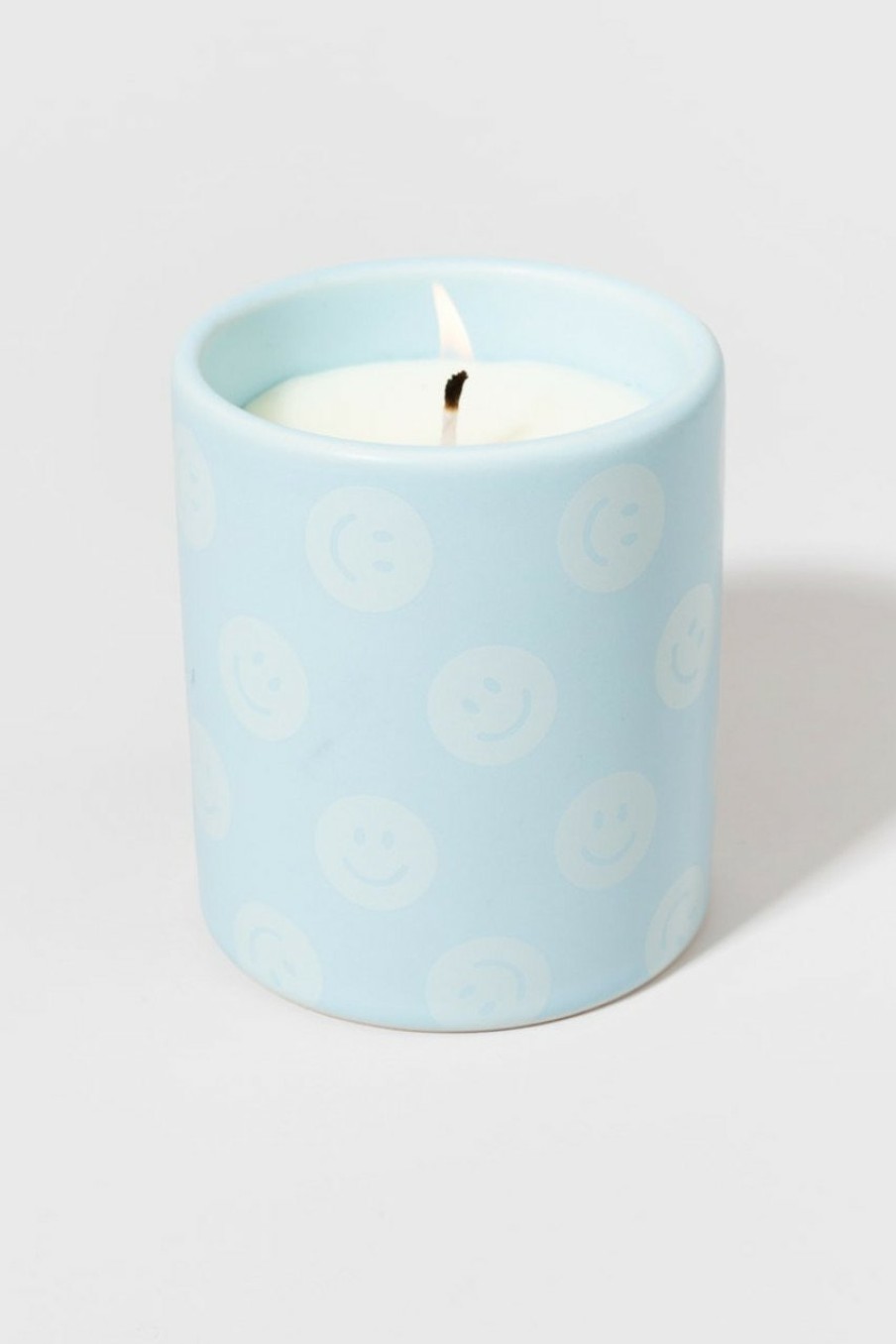 Francesca's Sandy Smileys Polynesian Garden Candle Jar Light Blue Candles