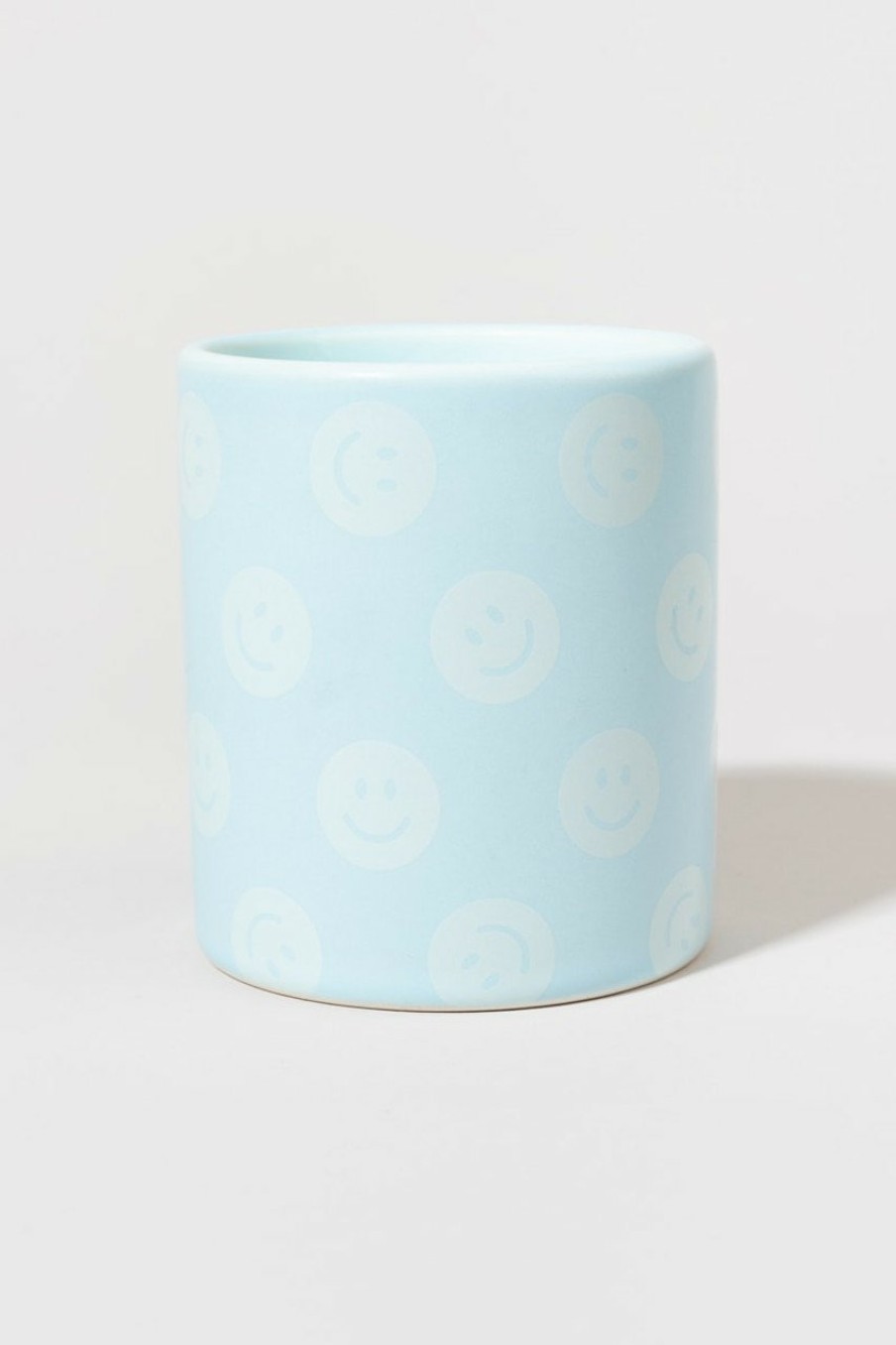 Francesca's Sandy Smileys Polynesian Garden Candle Jar Light Blue Candles