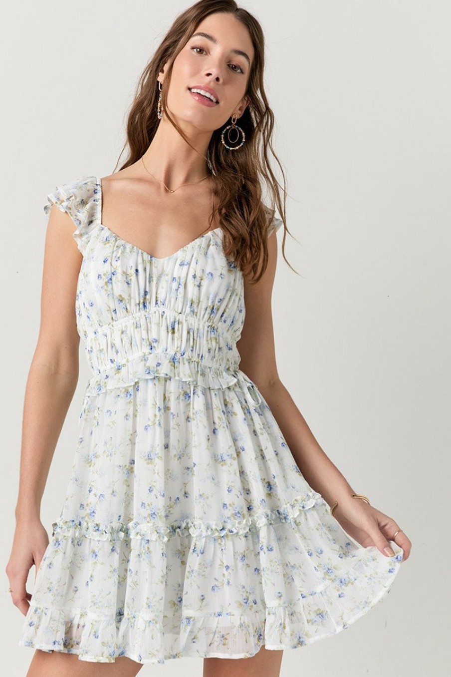 Francesca's Emma Floral Dress Ivory Dresses