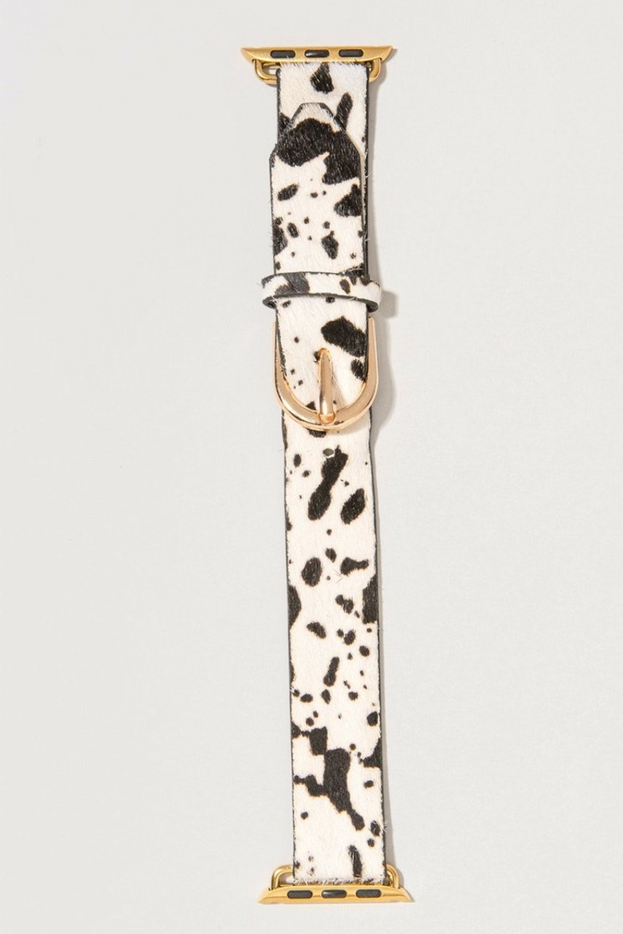 Francesca's Hayde Cow Print Smart Watch Band Black And White Bracelets