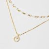 Francesca's Kimberly Layered Circle Pendant 14K Gold Dipped Necklace Pearl Necklaces