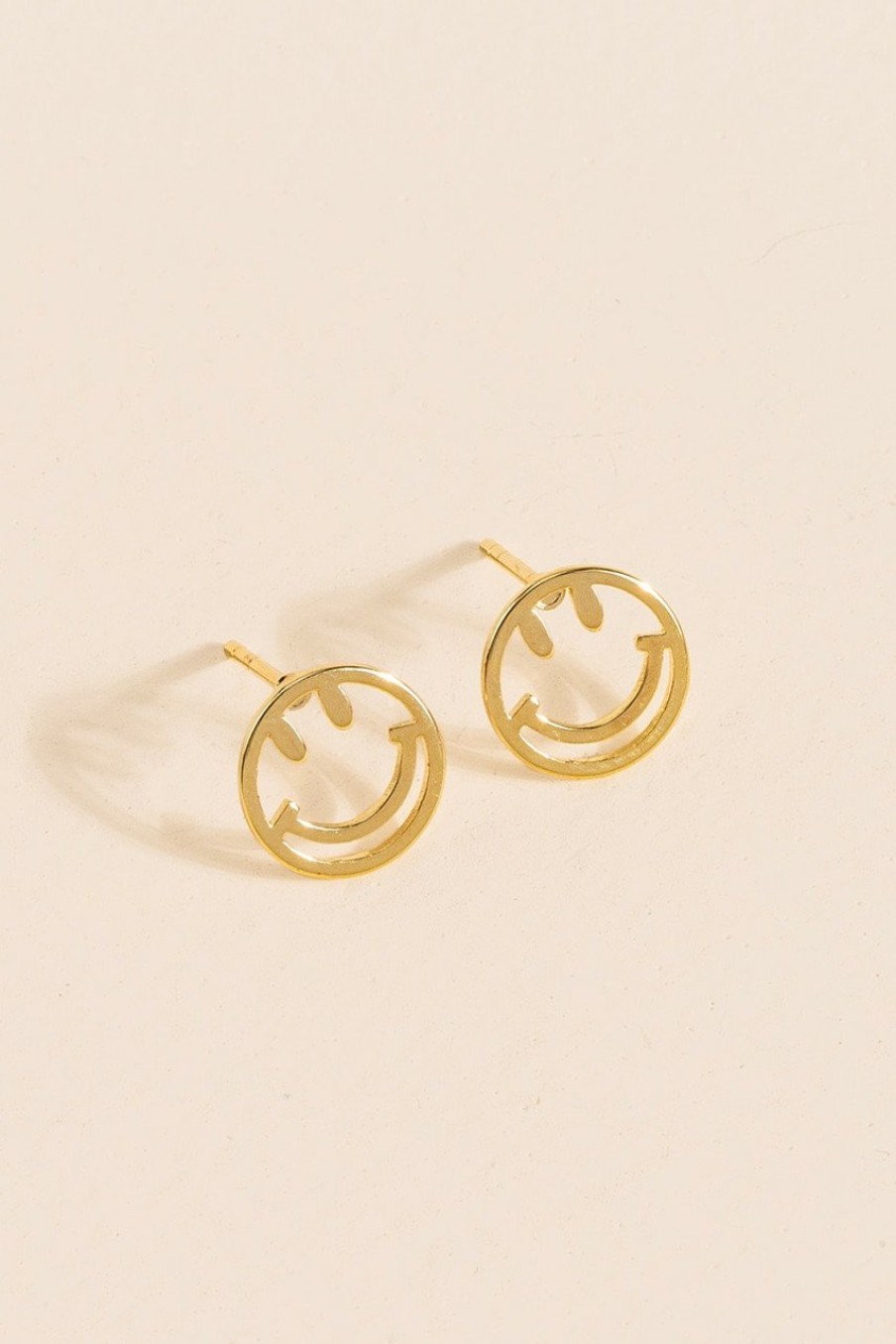 Francesca's Candace Outline Smiley Face Stud Earrings Gold Earrings