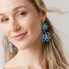 Francesca's Lynda Raffia Wrap Floral Drop Earrings Light Blue Earrings