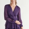 Francesca's Elaine Ruffle Skirt Romper Purple Dresses