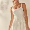 Francesca's Sharlene Strappy Pleated Waisted Mini Dress White Dresses