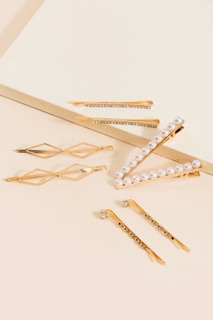 Francesca's Davina Pearl Bobby Pin Set Gold Hair