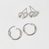 Francesca's Nina Cz Horseshoe Hoop Earring Set Silver Earrings