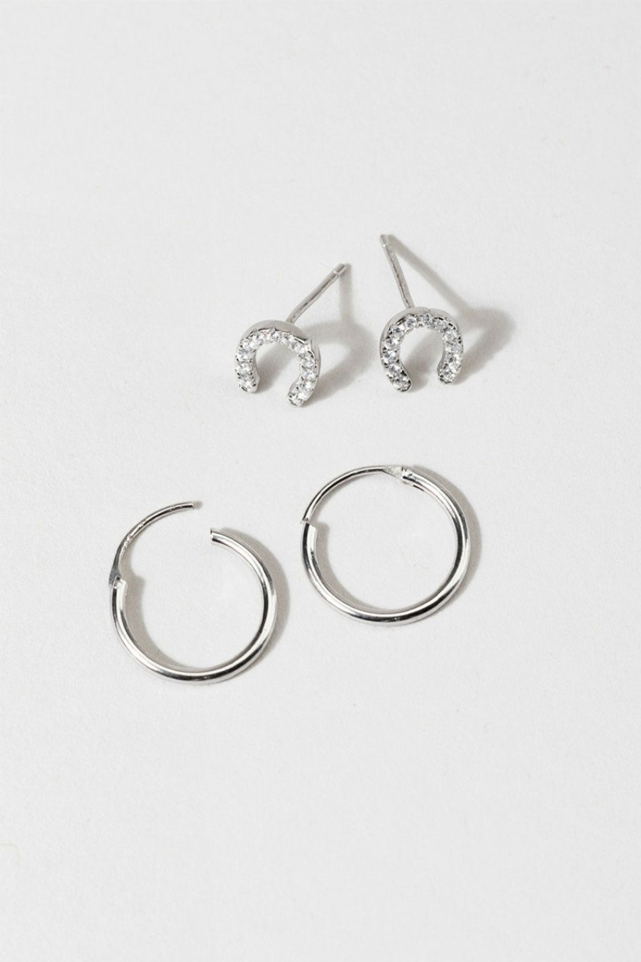 Francesca's Nina Cz Horseshoe Hoop Earring Set Silver Earrings