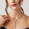 Francesca's Meghan Cup Chain Y Necklace Crystal Necklaces