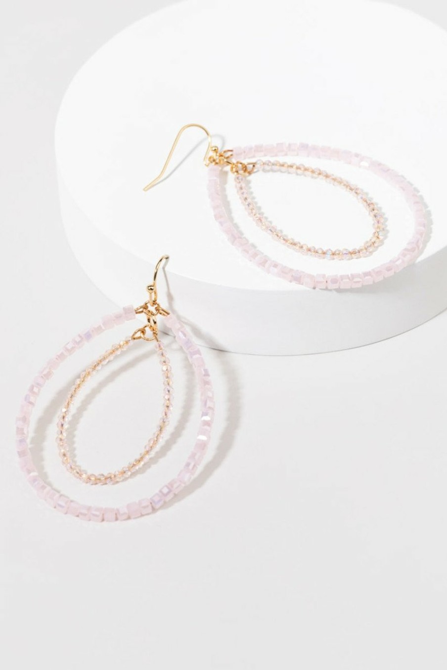 Francesca's Sheila Tonal Beaded Teardrop Earrings Pale Pink Earrings