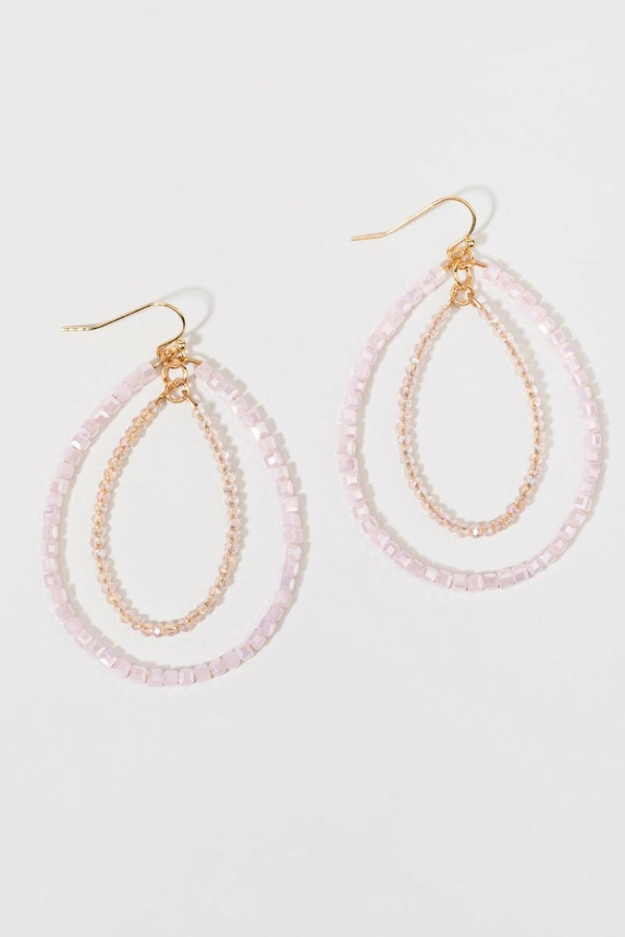 Francesca's Sheila Tonal Beaded Teardrop Earrings Pale Pink Earrings