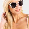 Francesca's Sherri Oversized Cat Eye Sunglasses In White Sunglasses