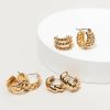 Francesca's Sabrina Textured Huggie Earring Set Gold Earrings