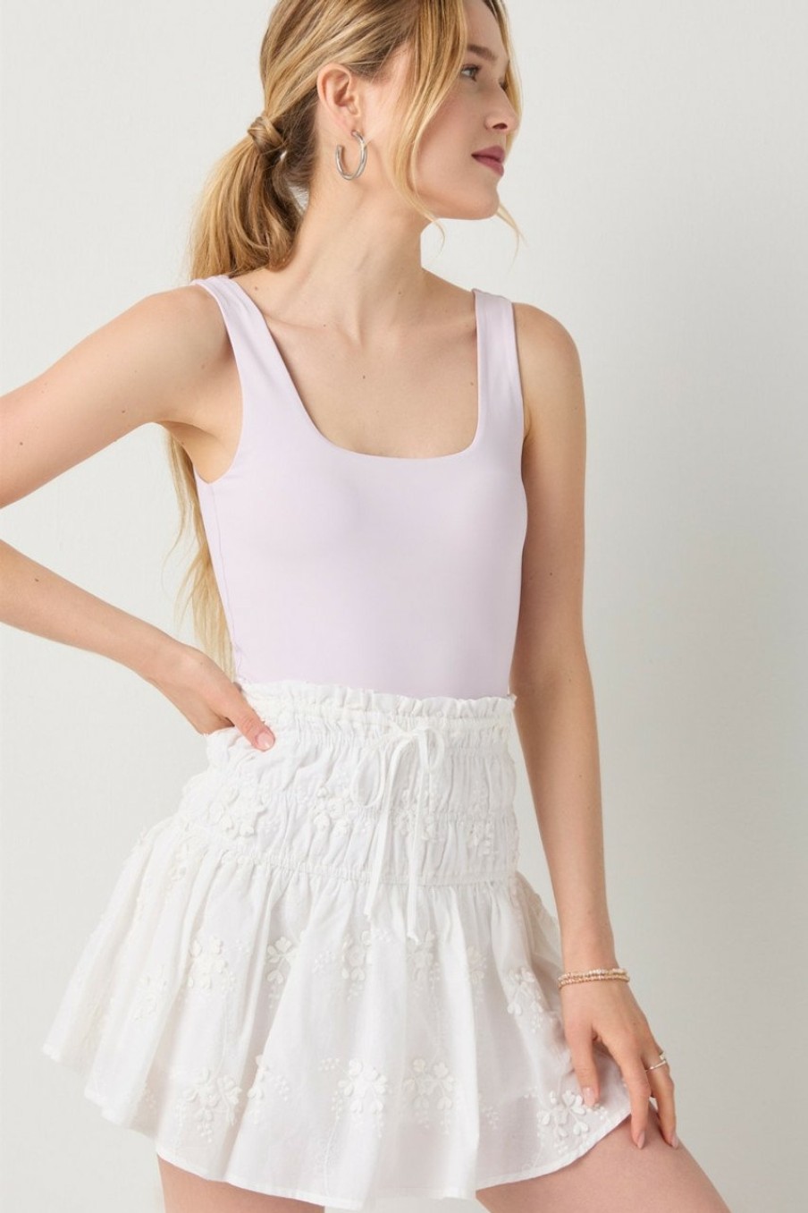 Francesca's Kristine Eyelet Mini Skirt White Skirts