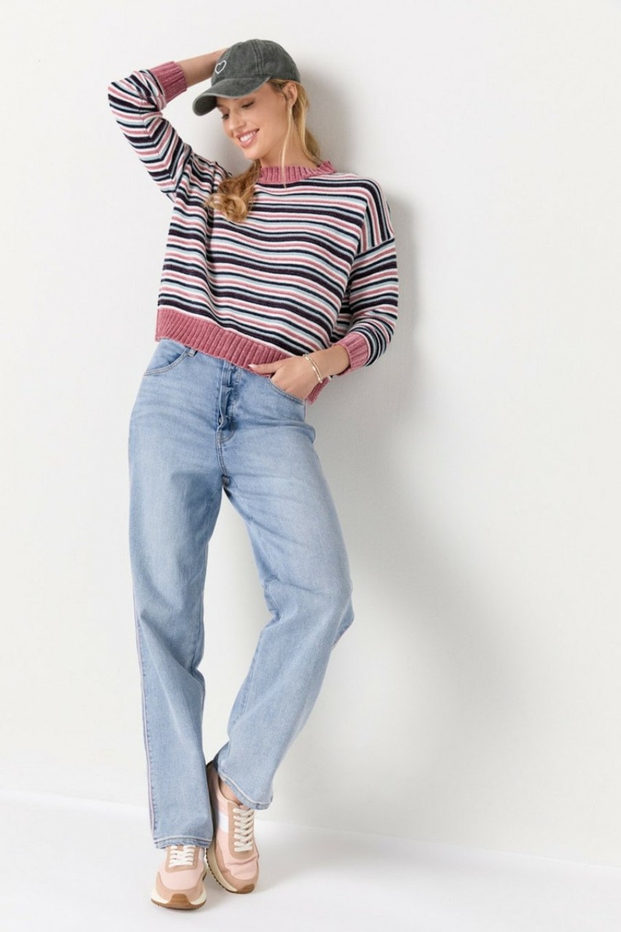 Francesca's Veronica Stripe Pullover Multi Tops