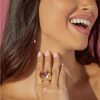 Francesca's Luxe Chunky Stone Heart Ring Pink Rings