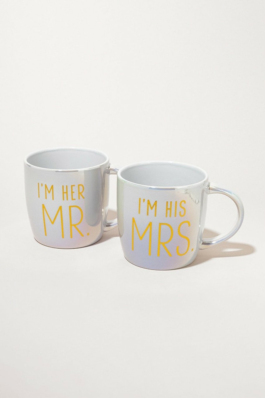 Francesca's Mr And Mrs Mug Set Iridescent Drinkware