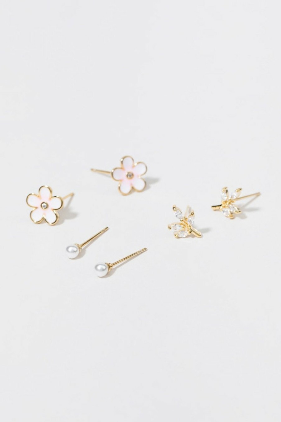 Francesca's Patrica Delicate Stud Earring Set Pink Earrings