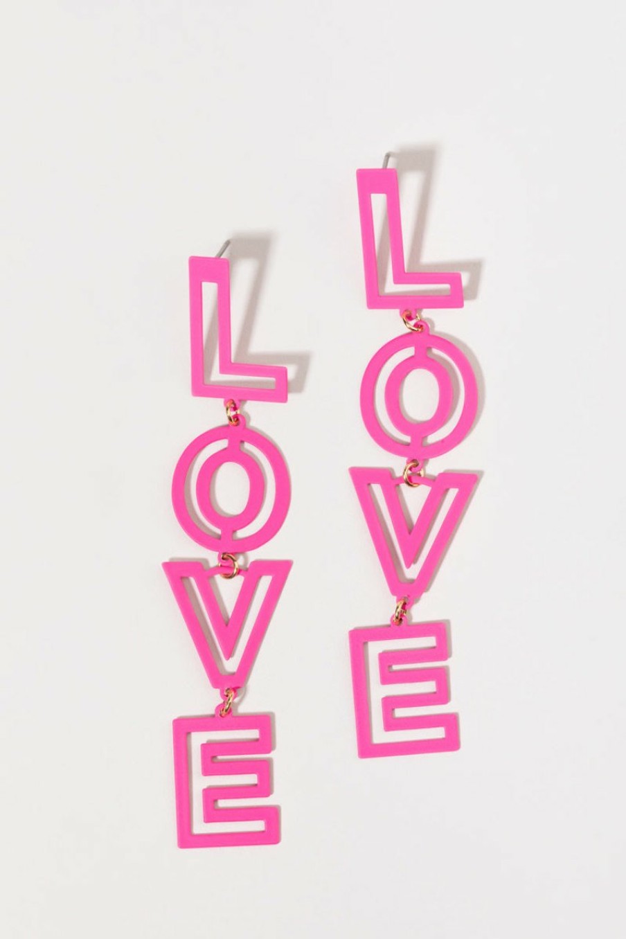 Francesca's Love Bold Letter Outline Chandelier Earrings Fuchsia Earrings