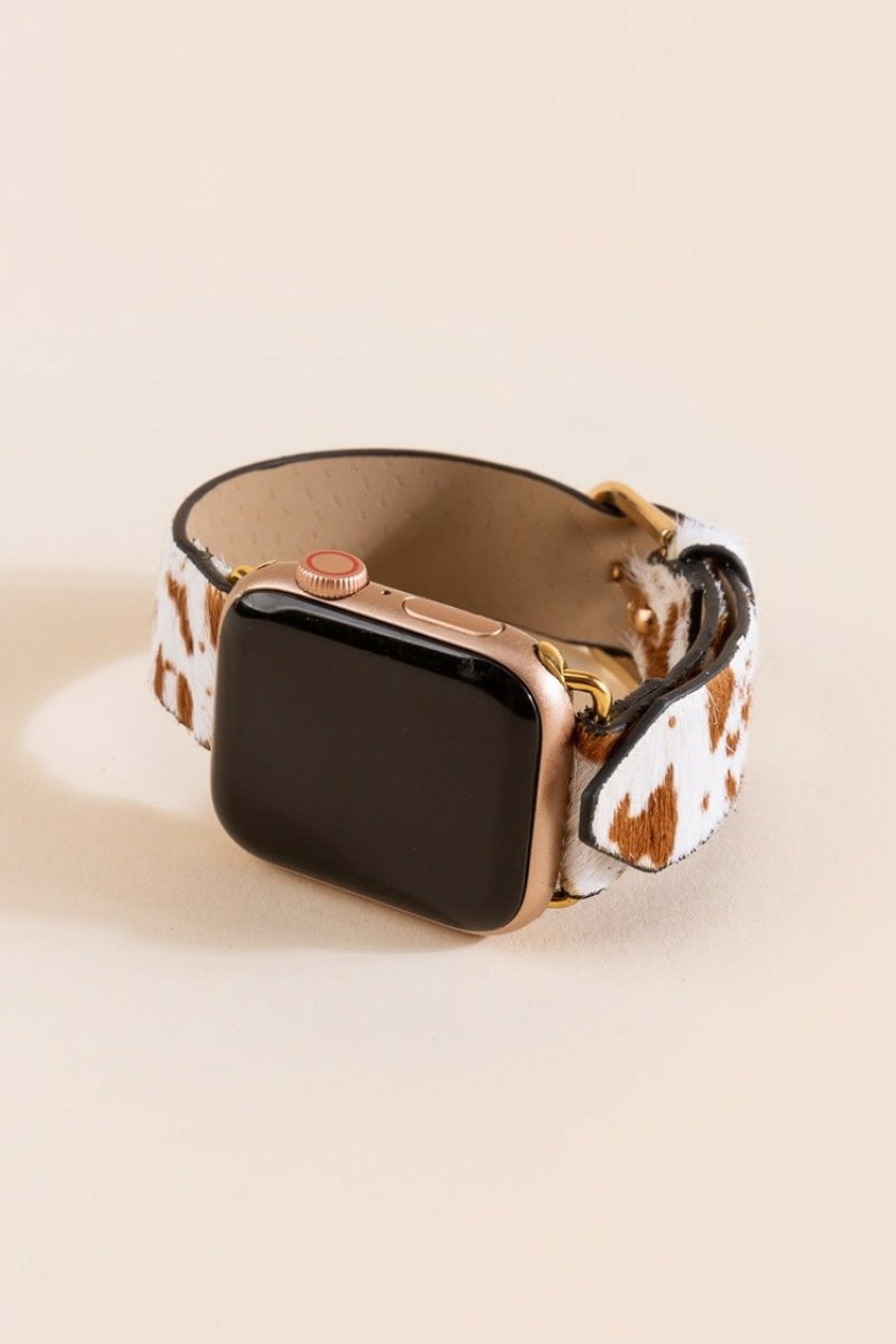 Francesca's Amy Cow Print Leather Watch Band Brown Bracelets