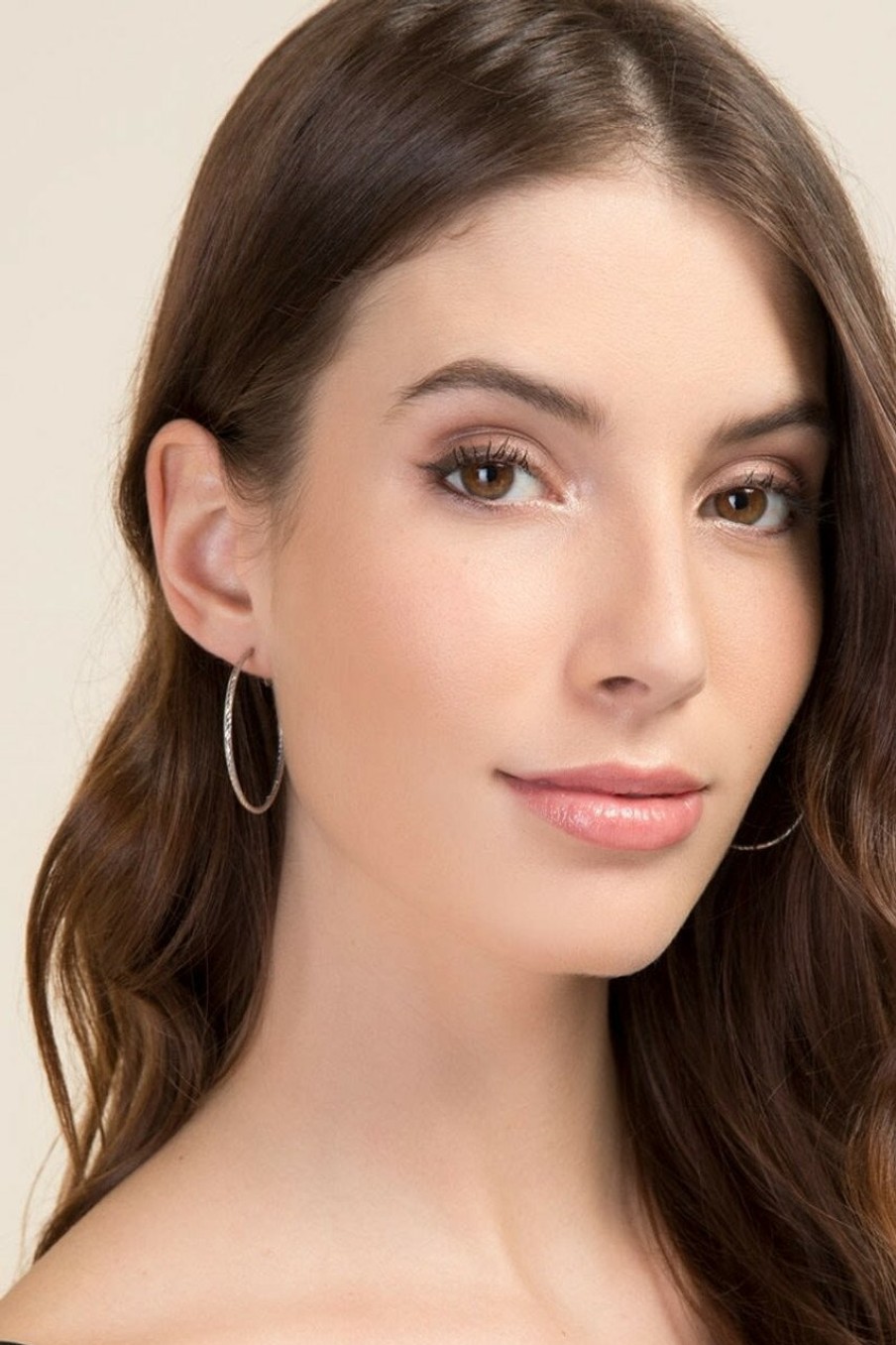 Francesca's Nicolette Knife Cut Hoops Silver Earrings