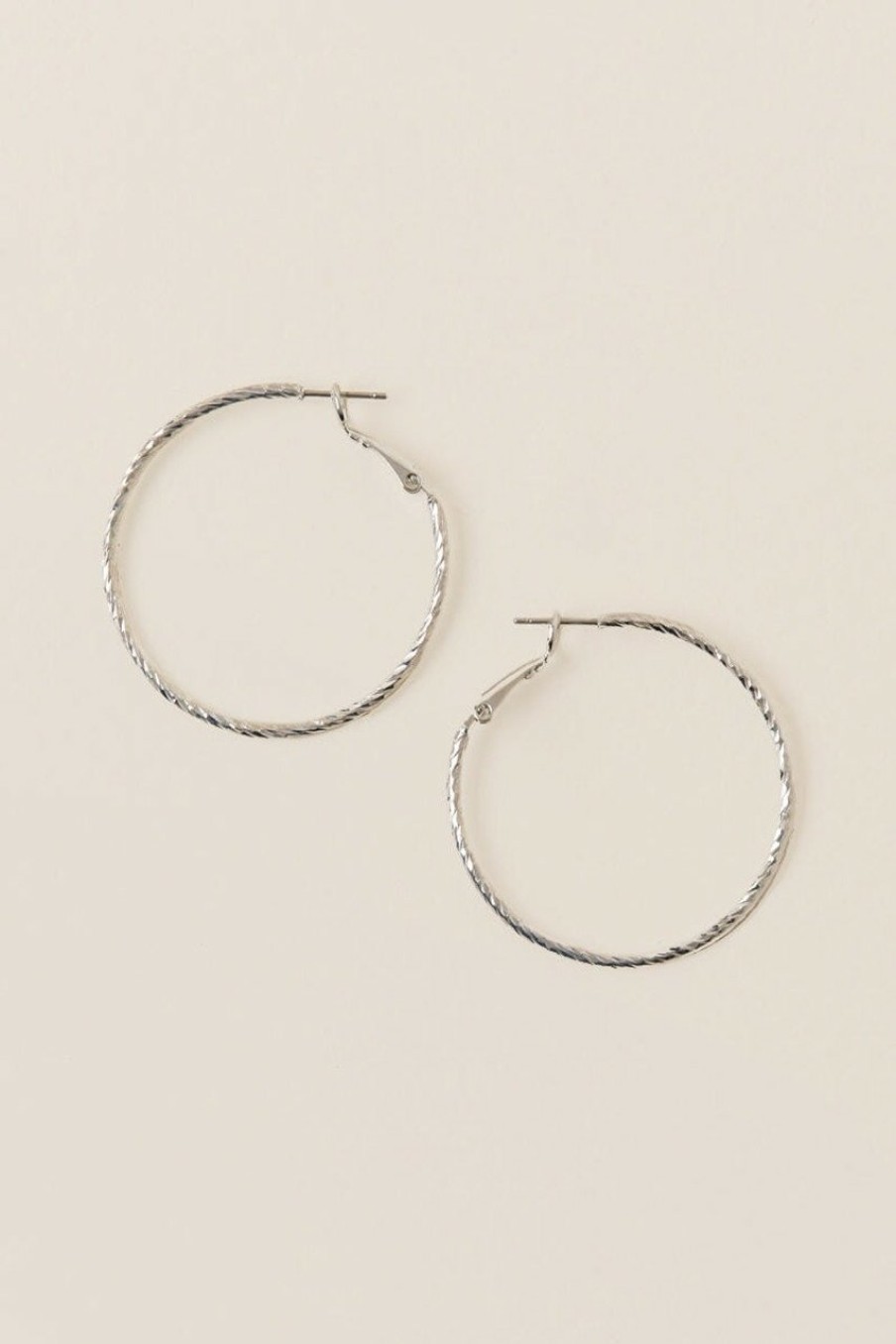 Francesca's Nicolette Knife Cut Hoops Silver Earrings