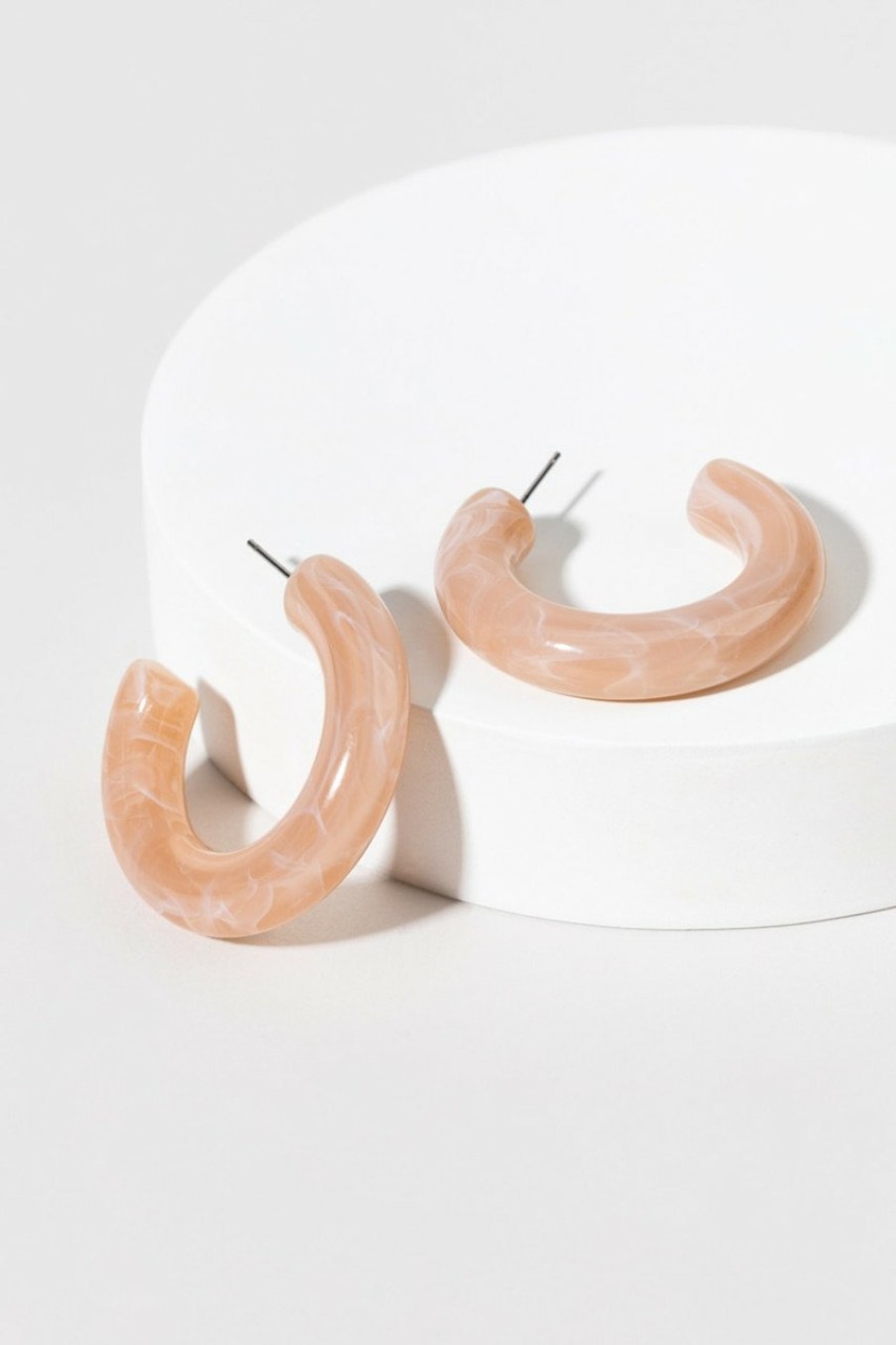 Francesca's Hallie Marbled Resin Hoop Earrings Natural Earrings