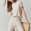 Francesca's Tanya Short Sleeve Knit Top Taupe Tops