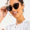 Francesca's Erica Oversized Cat Eye Sunglasses Black Sunglasses