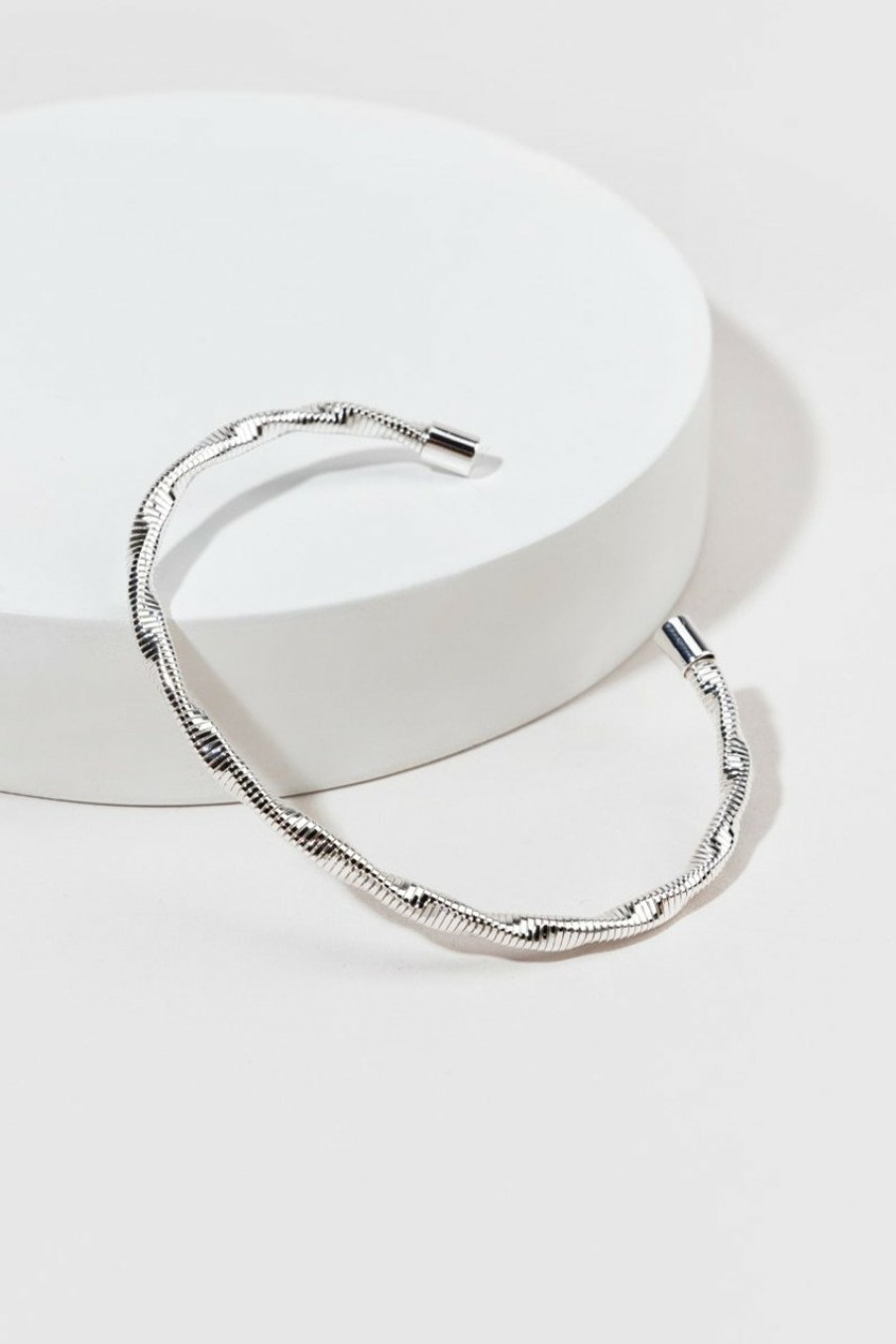 Francesca's Clarity Thin Wire Twist Cuff Bracelet Silver Bracelets