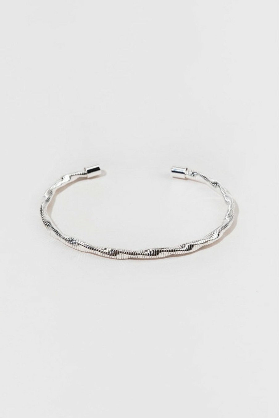 Francesca's Clarity Thin Wire Twist Cuff Bracelet Silver Bracelets