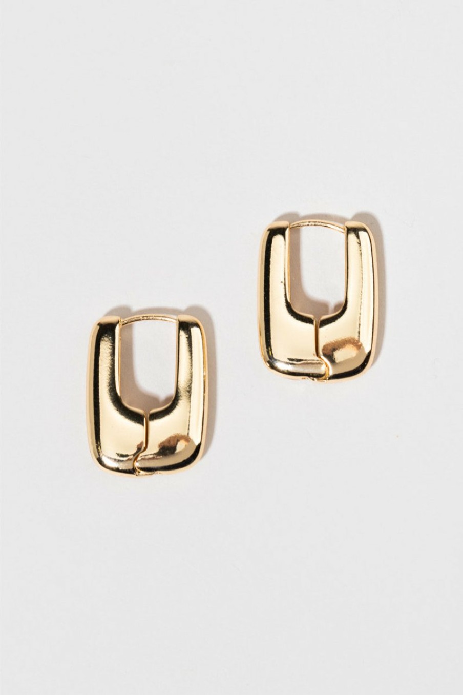 Francesca's Silvia Rounded Rectangle Hoop Earrings Gold Earrings