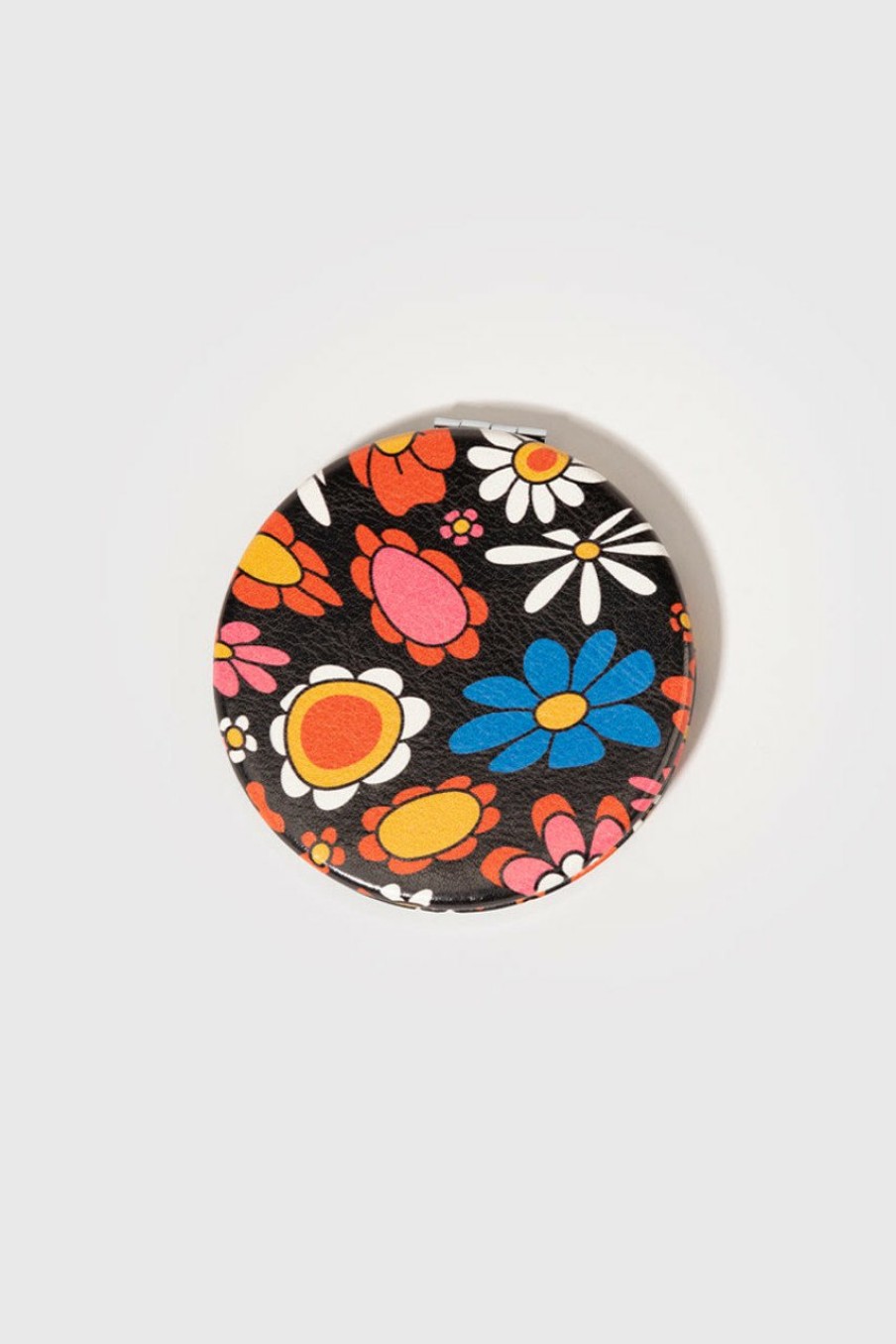 Francesca's Black Psyche Floral Compact Mirror Multi Beauty & Wellness