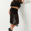 Francesca's Carla Glitter Mesh Midi Skirt Black Skirts