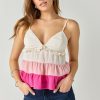 Francesca's Bernetta Tiered Multi Color Tank Top Pink Tops