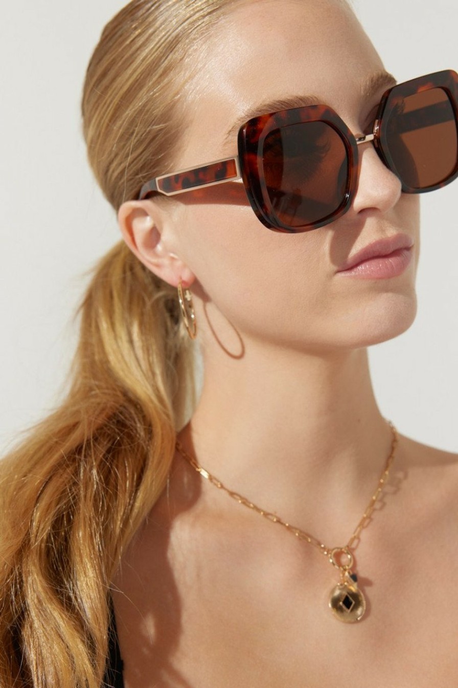 Francesca's Milla Oversized Square Sunglasses Tortoise Sunglasses