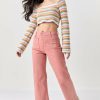 Francesca's Nellie Patch Pocket Kick Crop Blush Jeans