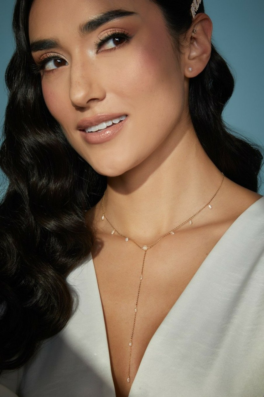 Francesca's Luxe Gold Plated Freshwater Station Y Necklace Pearl Necklaces