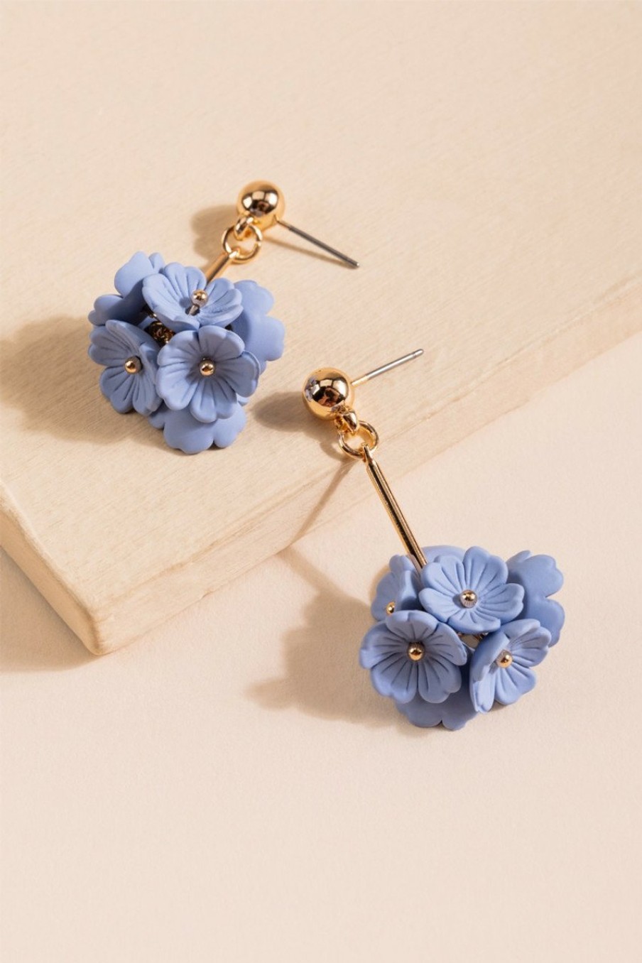 Francesca's Zoe Blossom Cluster Drop Earrings Blue Earrings