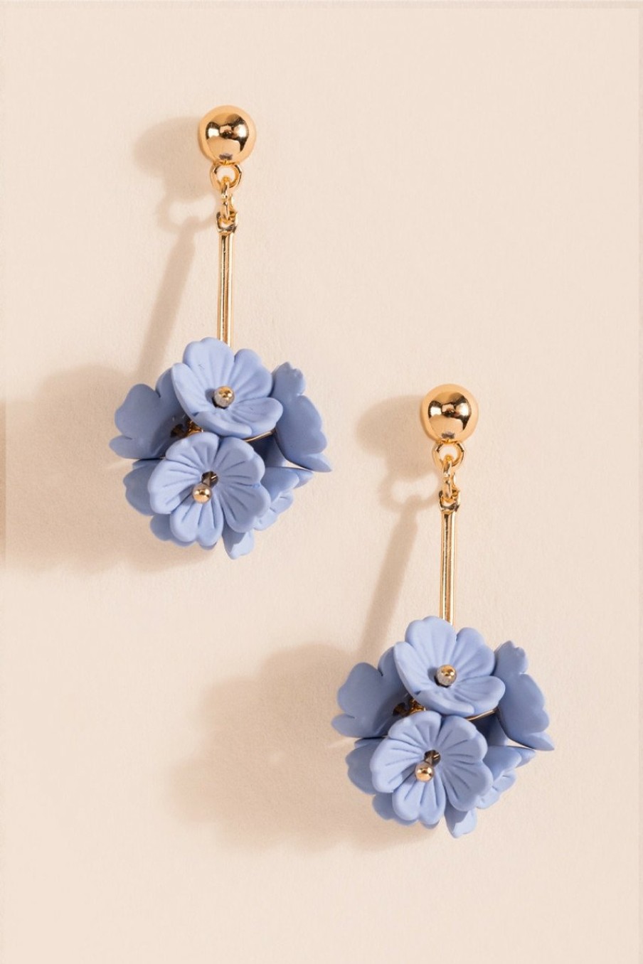 Francesca's Zoe Blossom Cluster Drop Earrings Blue Earrings