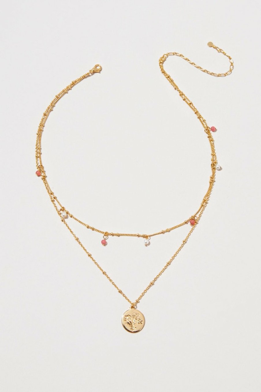 Francesca's Madi Flower Charm Necklace Pink Necklaces