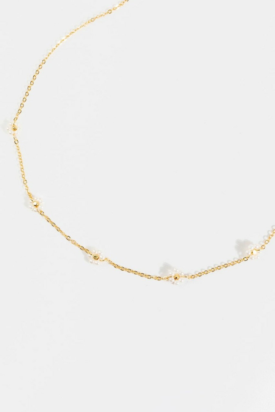 Francesca's Leah Floral Station Necklace Pearl Necklaces