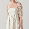 Francesca's Briella Floral Babydoll Dress Ivory Dresses