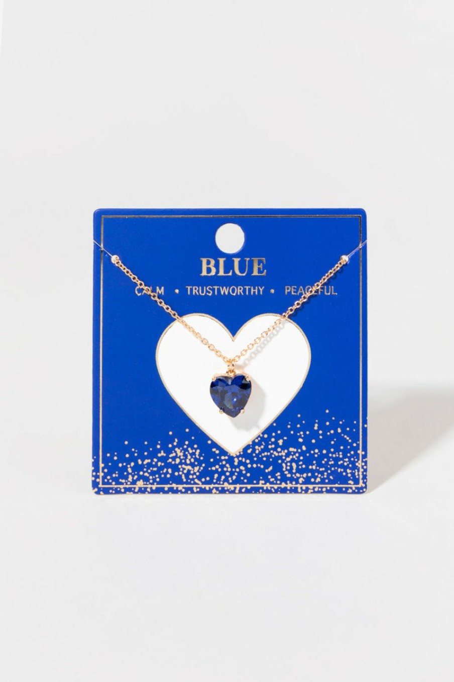 Francesca's Margaret Crystal Heart Pendant Golden Necklace Blue Necklaces