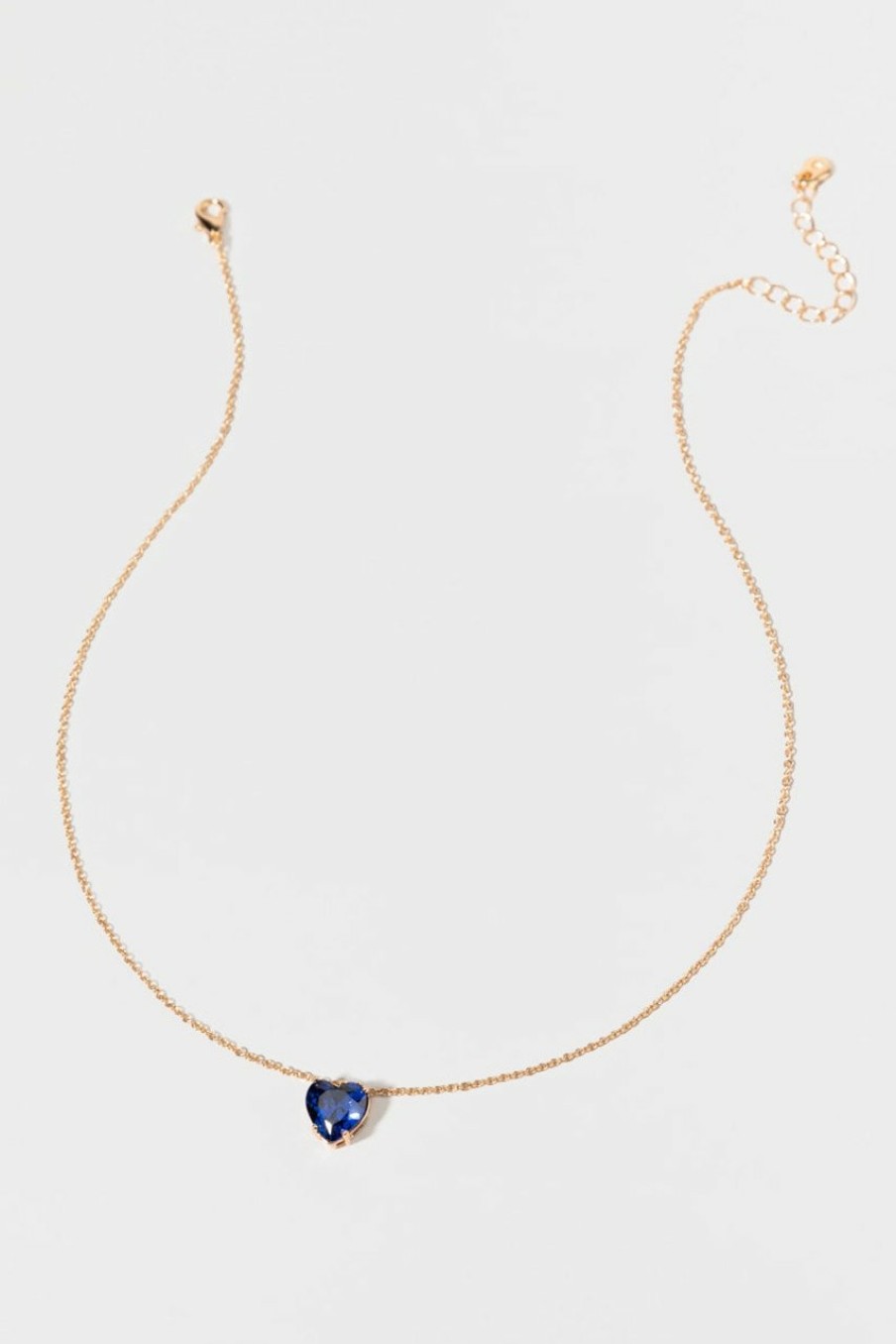 Francesca's Margaret Crystal Heart Pendant Golden Necklace Blue Necklaces