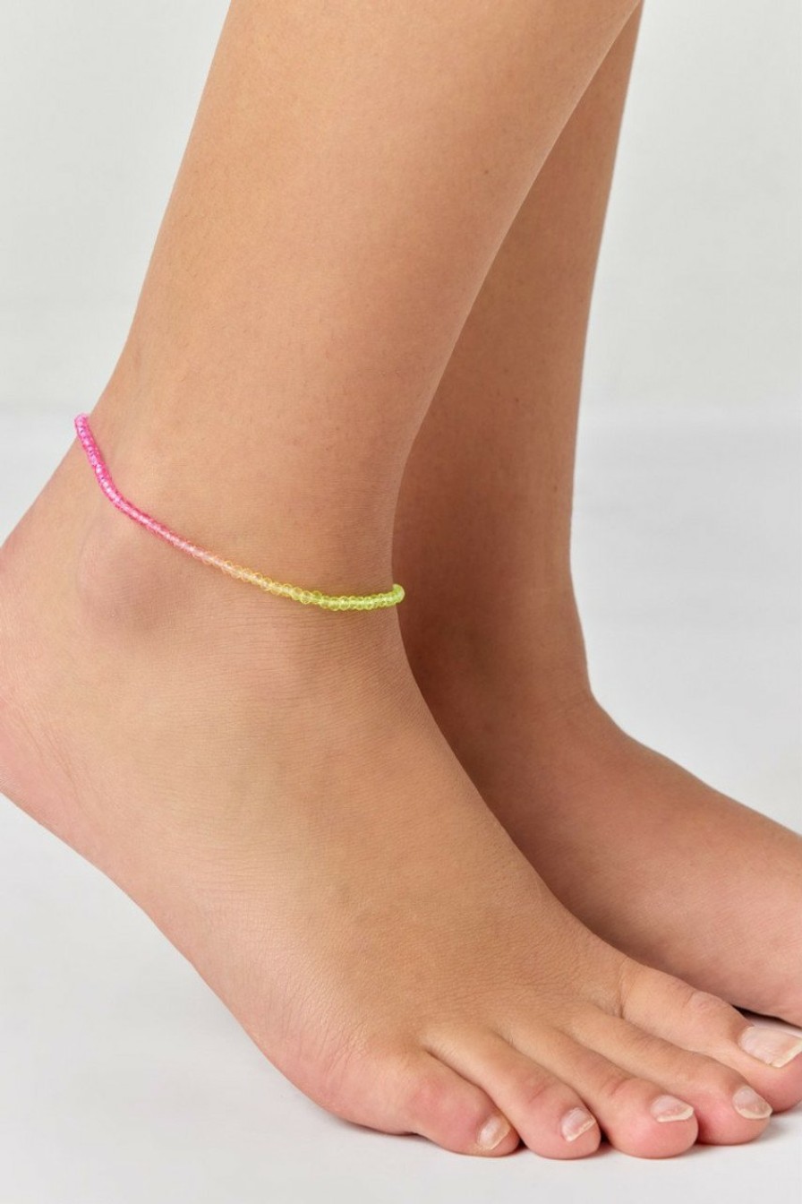 Francesca's Alora Neon Glass Beads Anklet Multi Anklets